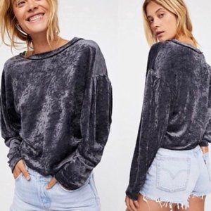 Free People Grey Soft Touch velour Sweater Small